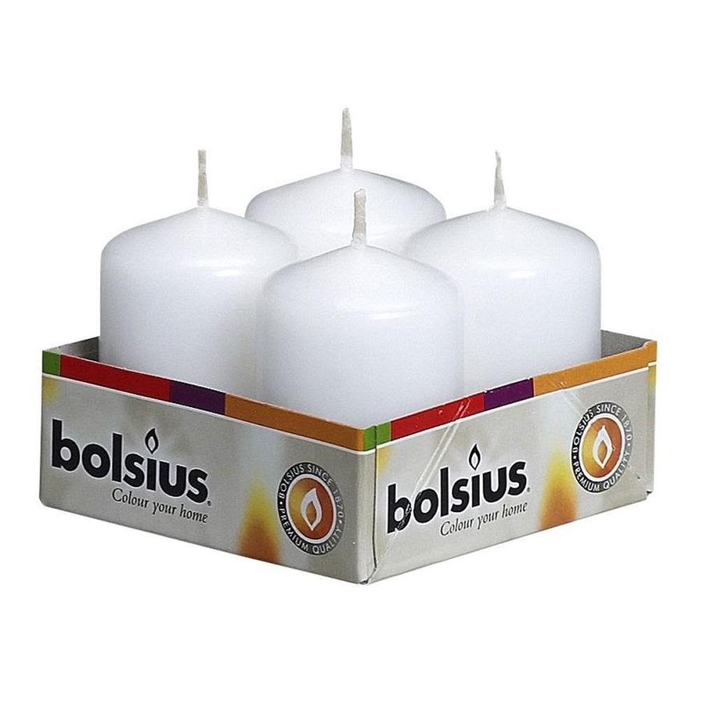 Bolsius White Pillar Candles 6cm x 4cm (Pack of 4) £4.49